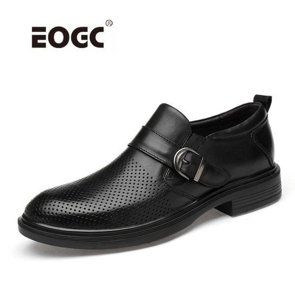 

natural leather oxfords shoes for men summer dress shoes plus size business mesh wedding shoe men, Black