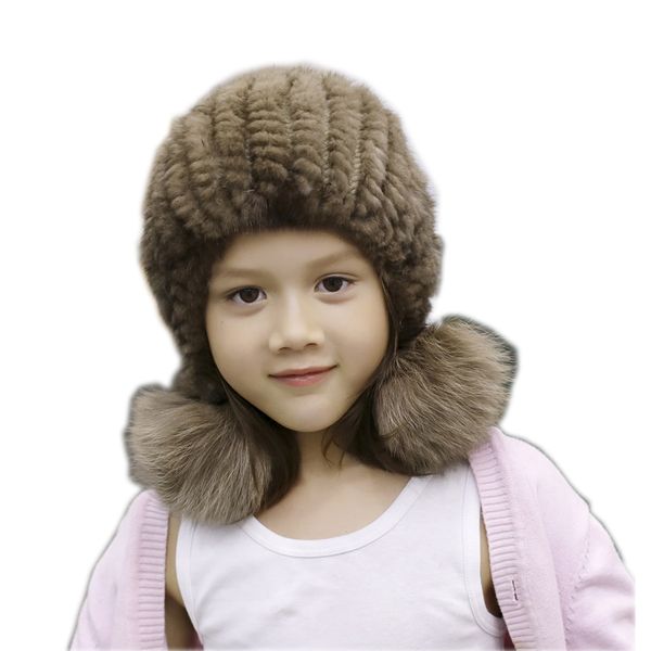 

new fashion style hat real natural hat with hair stitched on a cotton cloth to form a with fur ball, Blue;gray