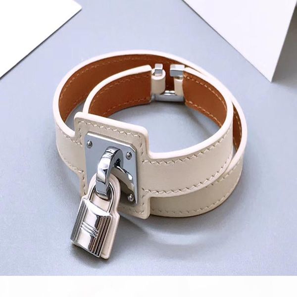 

luxury designer jewelry women bracelets double loop lock bracelet fashion men charm bracelet leather designer bangles, Black