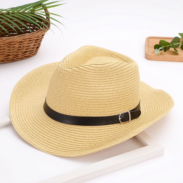 

myzoper 2020 fashion new casual vintage straw hat personality visor cowboy hat cap beach, Blue;gray