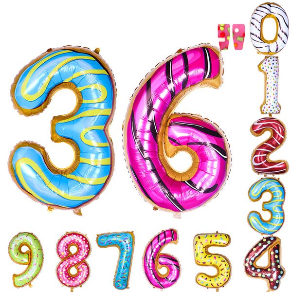 

10 piece donut balloon 36 inch us version of the donut digital balloon birthday decoration children birthday party scene layout