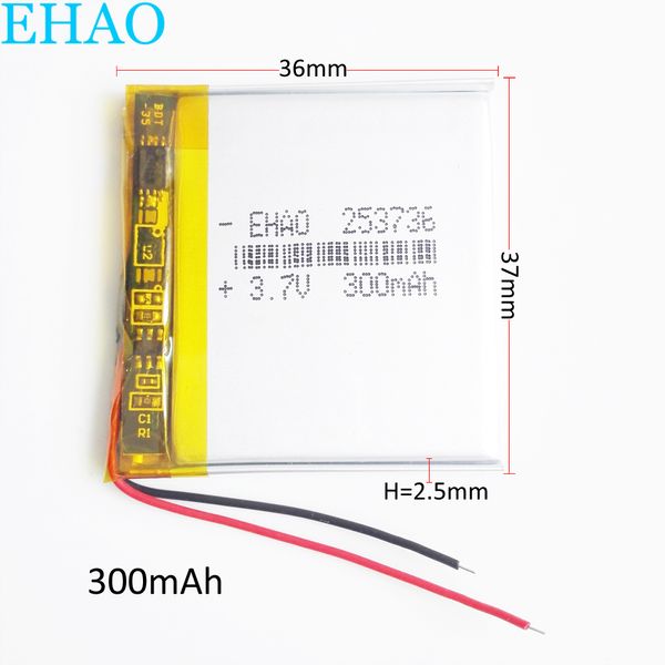 Модель: 253736 3.7v 300mAh литий-полимерная аккумуляторная батарея LiPo клетки питания для мини-динамик Mp3 Bluetooth GPS DVD Recorder наушников