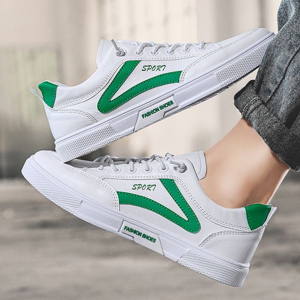 

currently available wholesale 2020 autumn new style leather men's shoes sneakers korean-style fashion & sports shoes youth white, Black