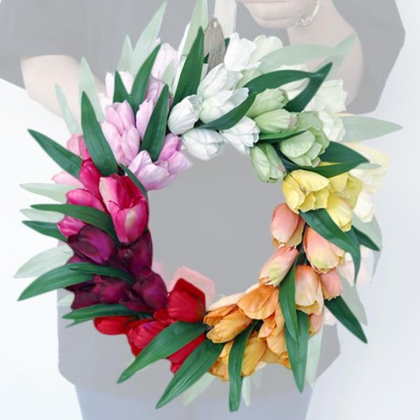

1pc unique tulip wreath wedding accessory festival home decoration colorful