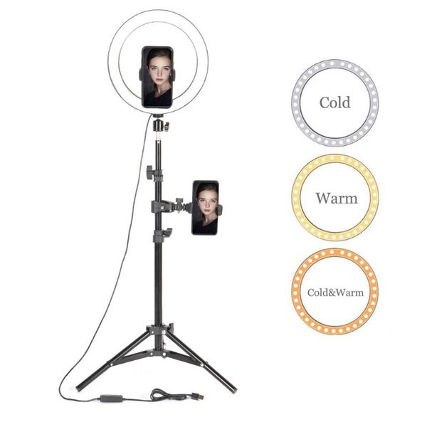 

10" led ring light pgraphic selfie ring light with stand for youtube makeup video studio tripod for smartphone