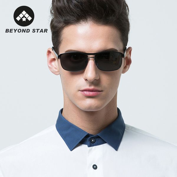 

beyondstar anti-glare polarized sunglasses men 2020 anti-reflective square sunglasses black metal frame protection glassesar1911, White;black