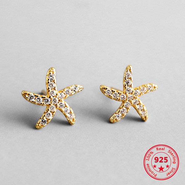 

stud 2021 silver 925 fantasy starfish small earrings for women clear cz fashion jewelry, Golden;silver