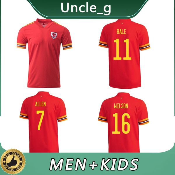 

2020 wales soccer jersey 20 21 bale allen james ben davies wilson football shirt kids kit set wales bale man home uniform, Black;yellow