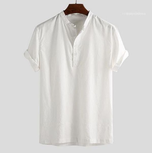 

size m xxxl mens solid color casual tshirts summer brief button loose teenagers tees extended mens clothing blue white, White;black