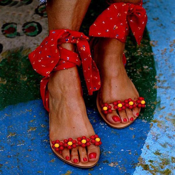 

womens flats sandals summer flowers open toe sandals for women comfortable cross strap beach ladies zapatos mujer, Black