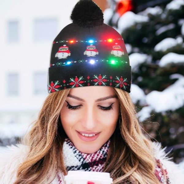 

led christmas cap glowing knitted hat warm beanie hat christmas party gift for children xmas gifts