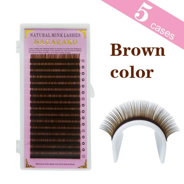 

nagaraku 5 trays brown color eyelash extensions individual lashes mink soft and natural b c d