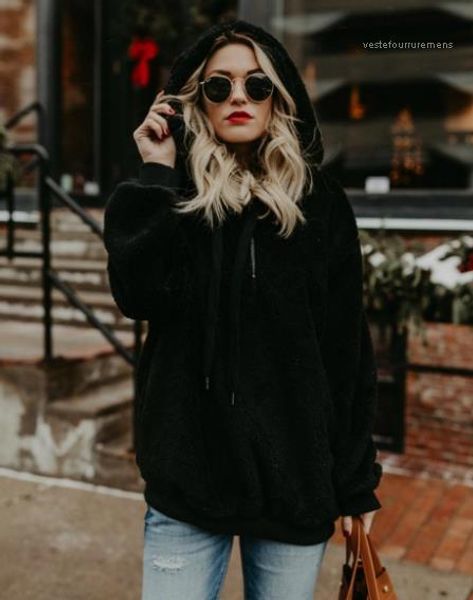 

sleeve solid color sweatshirts fashion warm hoodie sweatshirts women women designer velvet sweatshirts casual long, Black
