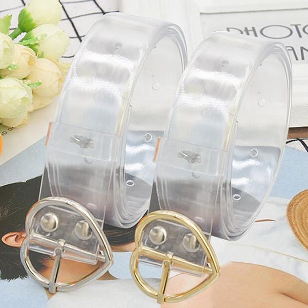 

fashion 2020 women's wild resin belt plastic transparent belt porous pin buckle women's women direct sales, Black;brown
