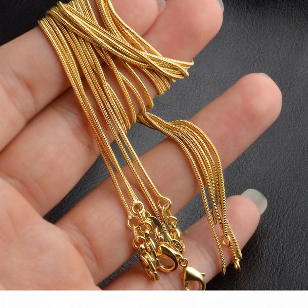 

1mm 18k gold plated snake chain pendant necklace bone necklace 16-30 inch 10pcs, Silver