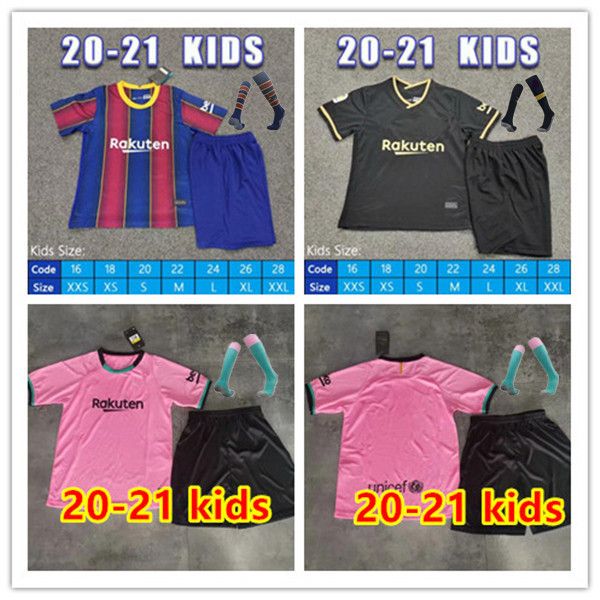 

20 21 soccer jersey kids kit socks 2020 2021 home away child football shirt set uniforms third camiseta de futbol kits, Black;blue