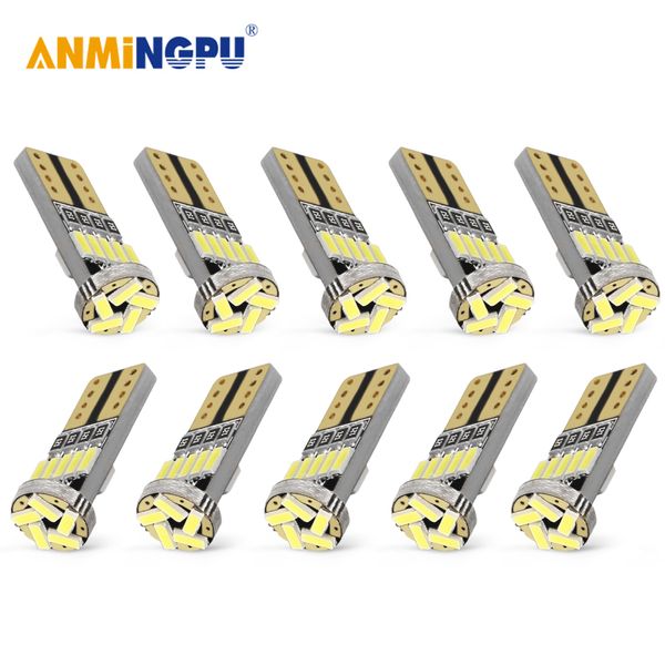

anmingpu 10pcs car led signal lamp t10 w5w led 4014smd w5w lamp car 168 194 501 clearance light reading lights dome light