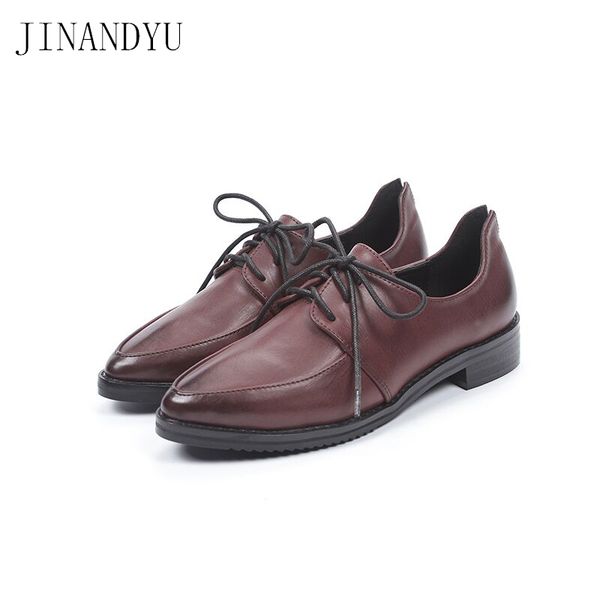 

dress womens oxford shoes woman flats formal non slip work shoes for women leather loafers retro lace up pointed wedding, Black