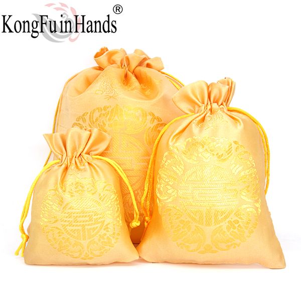 

large capacity adjustable storage bags rope decoration jewelry packing candy necklace golden color bag simple christmas gift, Pink;blue