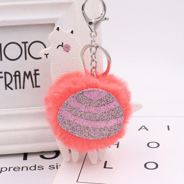 

alpaca pom keyring sequins leather key chain fake fur keychain cute cartoon animal keychain for car bag key ring pendant gift dbc vt1051