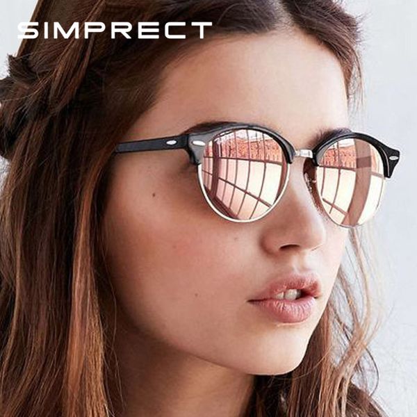 

simprect polarized sunglasses women 2020 retro sunglasses round mirror sun glasses for women vintage zonnebril dames, White;black