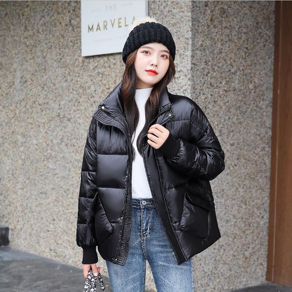 

winter jacket women pakras new 2020 coat women winter clothing short slim stand collar thick warm coat female jackets black