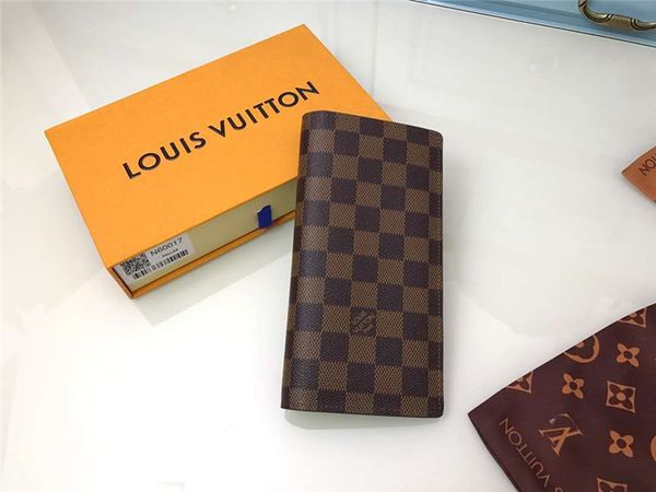 

original designer wallet long zipper wallet womens genuine leather zipper design card pouch round coin purse original packing with box 07, Brown;gray