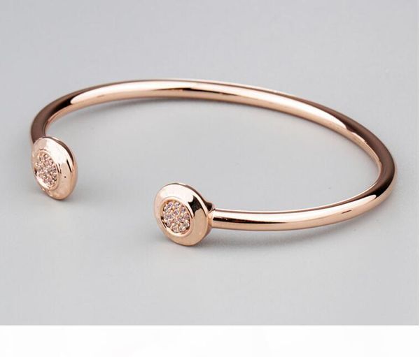 

925 silver signature открытого браслет для кристаллов женщин розового золота цветого pave clear cz подходит бусины шармов diy, Black