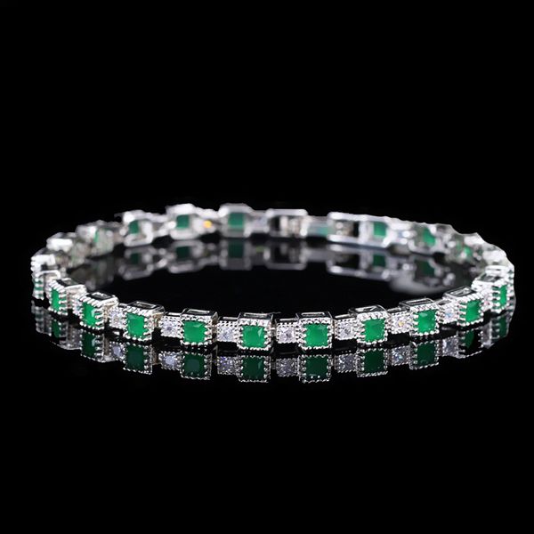 

link, chain small square gold filled tennis charm bracelets & bangles for womens mens cz zircon fashion wedding jewelry link bracelet, Black