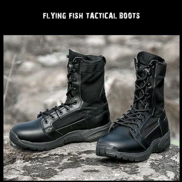 

men desert tactical boot outdoor hiking trekking shoes breathable leather camping hunting climbing work ankle boots size 36-46