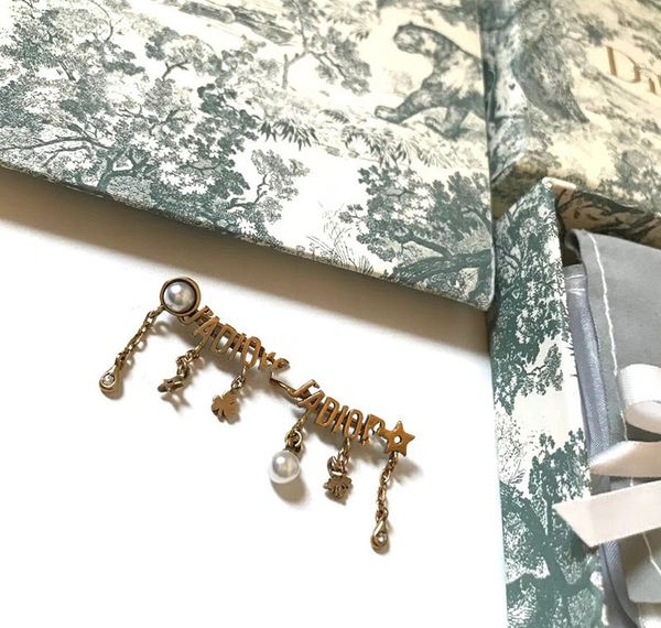 

d home/di home bee tassel pearl ear clip 925 silver needle women's accessories high version, Blue;gray