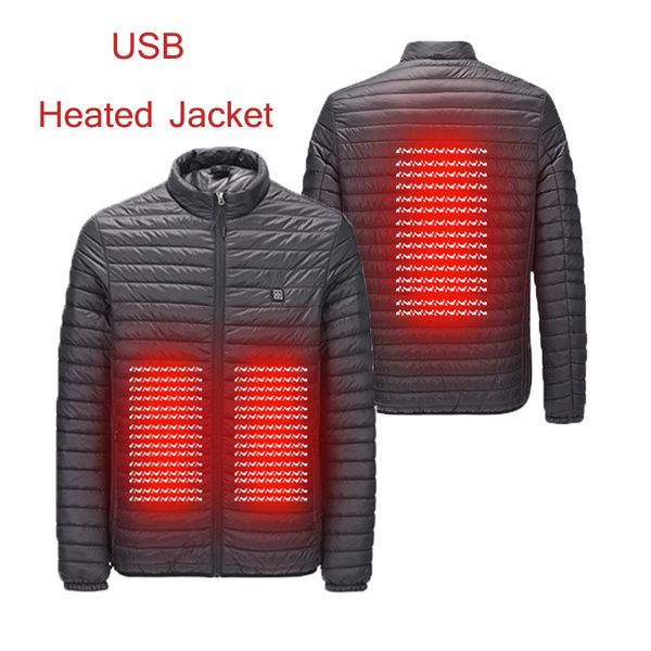 

outdoor t-shirts usb men's warm heated jackets long sleeves safe electric stand-up collar no hooded winter women thermal coat, Gray;blue
