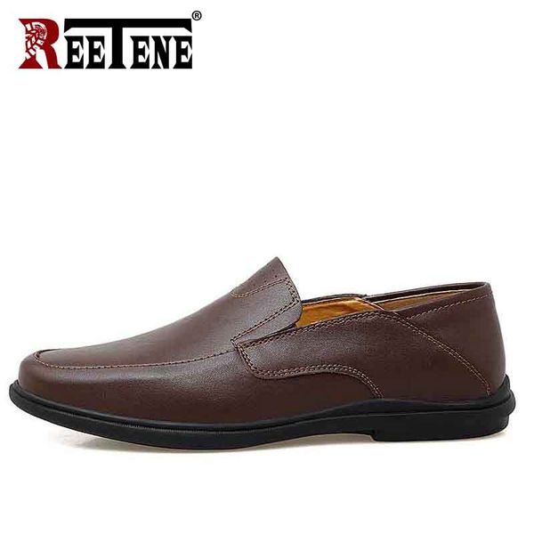 

reetene big size loafers for men breathable slip-on men's loafers comfort driving shoes men genuine leather casual shoes, Black