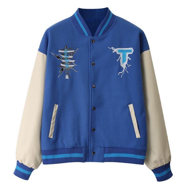 

hip hop print jackets men streetwear patchwork color block bomber jacket baseball coats, Black;brown