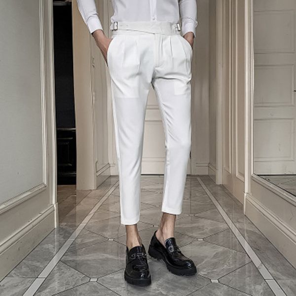 

2020 new white wedding dress pants for men business suit pant casual slim fit formal pants pantalon costume male suit trousers, White;black