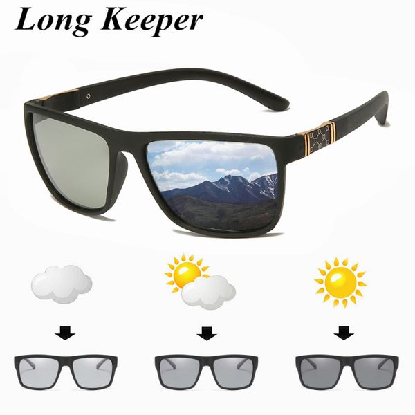 

men tr90 glasses pchromic polarized sunglasses for women square driving chameleon glasses male change color eyewear uv400, White;black