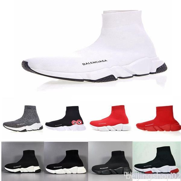 

2020 quality speed trainer socks shoes for men women triple black white red casual shoes fashion sneakers ankle us 7-11 bj02