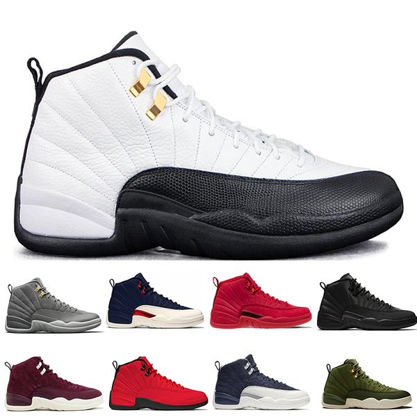 

new 12 12s gym red michigan bulls mens basketball shoes flu game international flight wings taxi men sports sneakers designer trainers, Black
