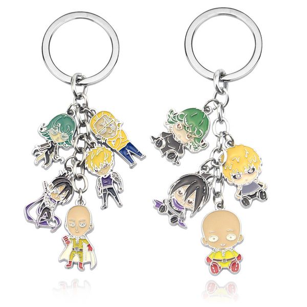 

new style animation one punch-man key chain exquisite handmade saitama keychain colorful character pendant keyring gift, Silver