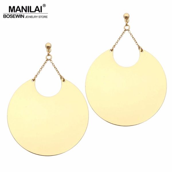 

manilai fashion alloy geometric big dangle earrings for women statement gold color drop earrings brincos jewelry, Silver
