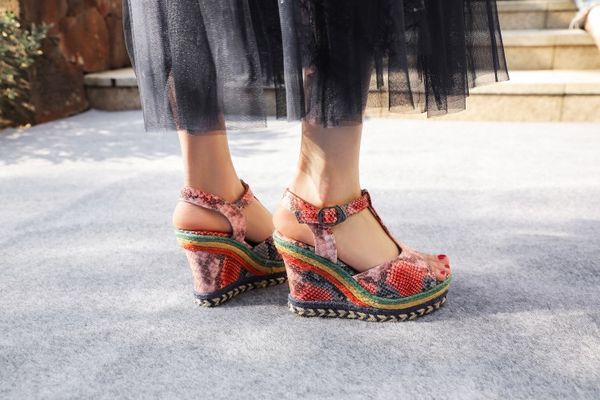 

flat sandals women shoes fashion shallow buckle platform sandals female 2020 leopard casual women's summer shoes plus size32--43, Black