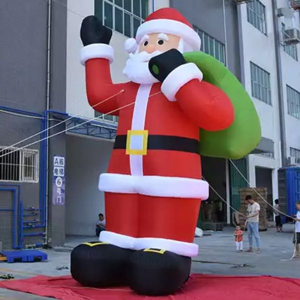 

5м h кастомизация рождество воздушный шар надувной санта-клауса постоянный рождественский отец с подарками мешок на спине для фестиваля укра