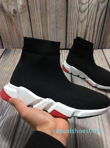 

2019 new paris speed trainers knit sock shoe original luxury designer mens womens sneakers high casual shoes 36-45 c14, Black