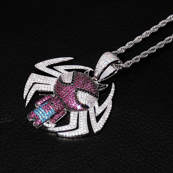 

hip hop bling chains jewelry men iced out pendant spider hiphop luxury men diamond necklace chain fashion accessories rapper charms silver