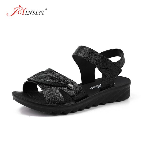 

2020 женщины летняя мода peep toe дизайн сандалии женщин плоские туфли summer beach женская обувь сандалии клин мягкой подошвой кожа, Black