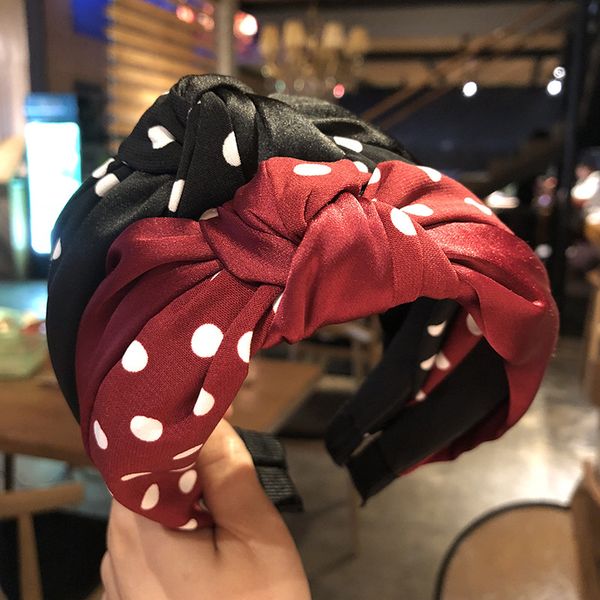 

2020 summer womens dot print knot hairband korean hair hoop bezel for hair fashion headbands for women lady accessories
