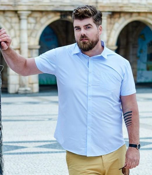 

plus size business shirts men male dress shirt short sleeved solid color shirt 5xl, White;black