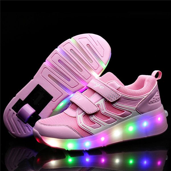 

led wheels shoes kids glowing sneakers with light wheels roller skates shoes lighted shoes for kids boys girls tenis infantil c1002, Black;red