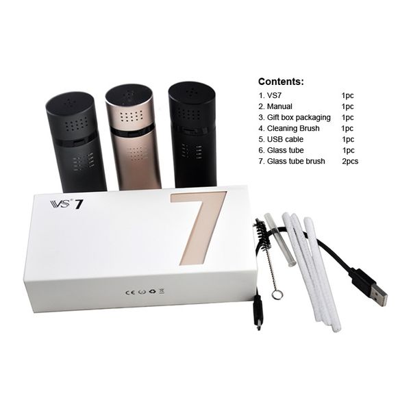 

Authentic electronic cigarette VS7 dry herb vaporizer vape pen starter kits with ceramic heating chamber fast heatting hebe titan vape mod