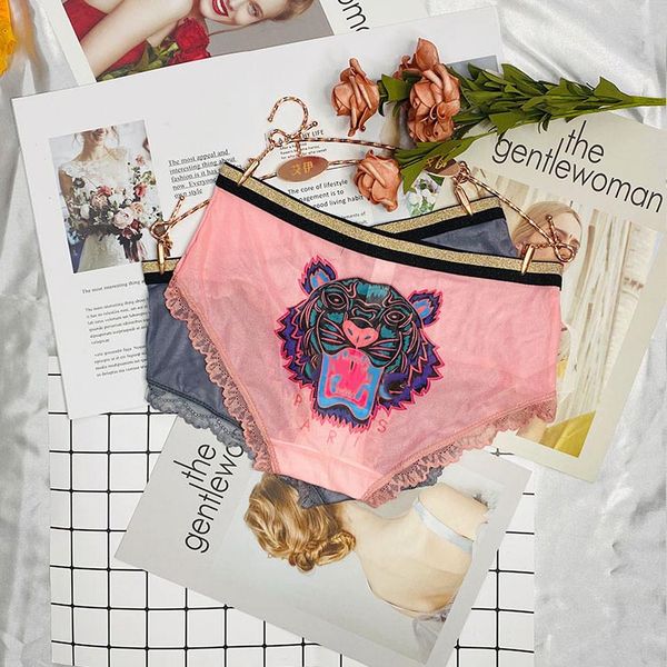 

kxxxo womens new underwaer fashion tiger pattern with letters on back 2020 new girls mesh briefs womens boxers 2020 for wholesale, Black;pink